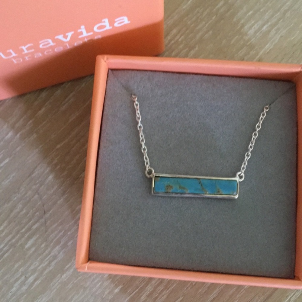 Pura vida sterling silver turquoise bar necklace NIB